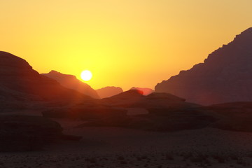 Wadi Rum desert at dawn, Jordan.