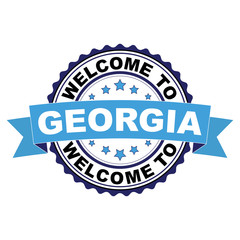 Welcome to Georgia blue black rubber stamp illustration vector on white background