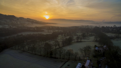 Foggy Sunrise in British Countryside