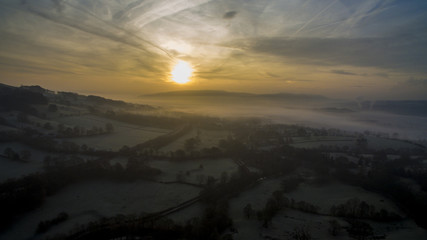Foggy Sunrise in British Countryside