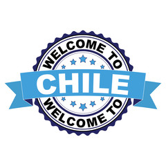 Welcome to Chile blue black rubber stamp illustration vector on white background