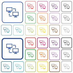 Data syncronization outlined flat color icons