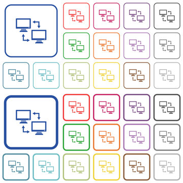 Data syncronization outlined flat color icons