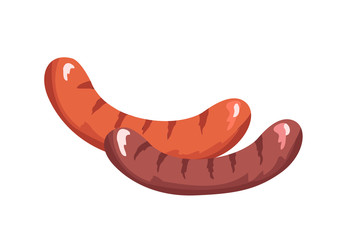 Grilled Sausages Collection Vector Illustration