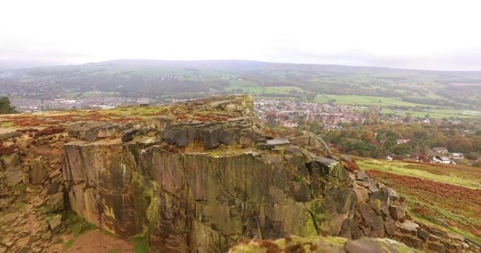 Aerial Drone Footage over Ilkley Moor Near Leeds