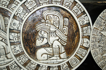 Fototapeta na wymiar Circular mayan calendar mexico. Background, dates