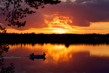 fishingboat in sunset