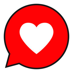 Heart in a speech bubble, vector love icon.