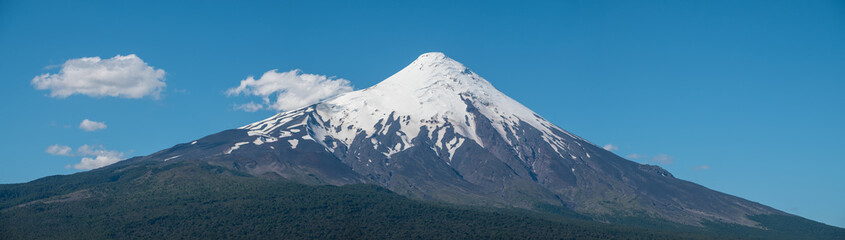 Panorama of the volcano of Osorno during summer sunny day, Patagonia, Chile