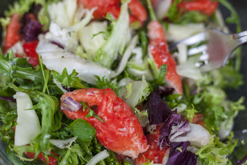 salad with cheese and crab meat