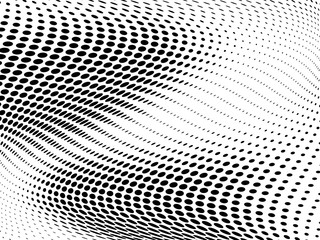 Halftone wavy background. Digital gradient. Dotted pattern with circles, dots, point small scale. 