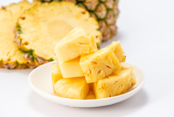 sliced pineapple isolated on white background