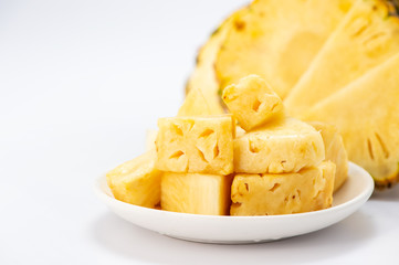 sliced pineapple isolated on white background