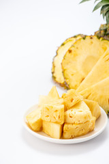 sliced pineapple isolated on white background