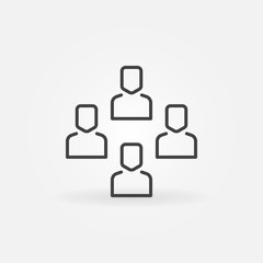 Obraz premium Outsourcing vector icon with workers. Concept thin line sign