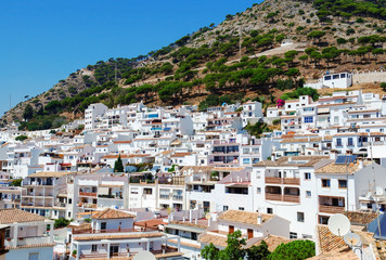 Fototapeta na wymiar View of Mijas - typical white town in Andalusia, southern Spain, provence Malaga, Costa del Sol. 