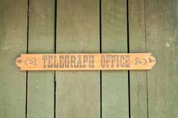Vintage Wood Telegraph Office Sign