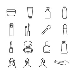 Vector image set of cosmetics line icons.