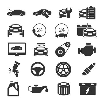 Vector image set of car service icons.