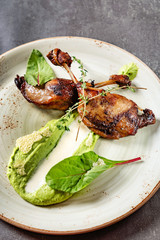duck with green pea puree