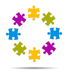 Naklejka premium Colorful puzzle in circle