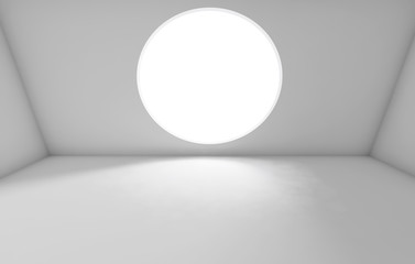 Round window in front wall. 3d interior