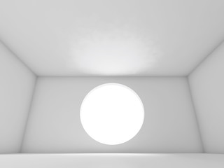 3d empty room with round light window