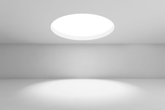 Showroom with round ceiling light, Front view © evannovostro