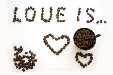 coffee beans on white background