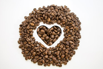 coffee beans on white background