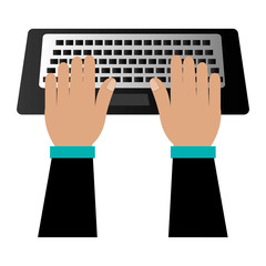 hands typing in keyboard