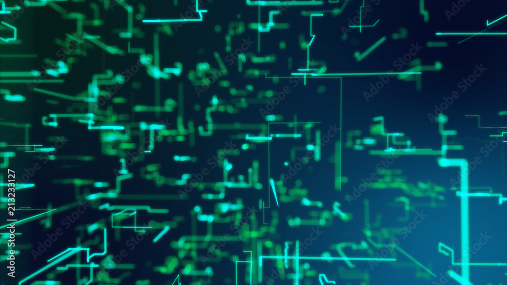 Poster grate of horizontally moving matrix lines