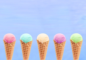 delicious icecream on blue background
