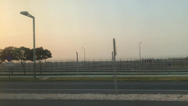 View from car driving on highway in Doha, Qatar