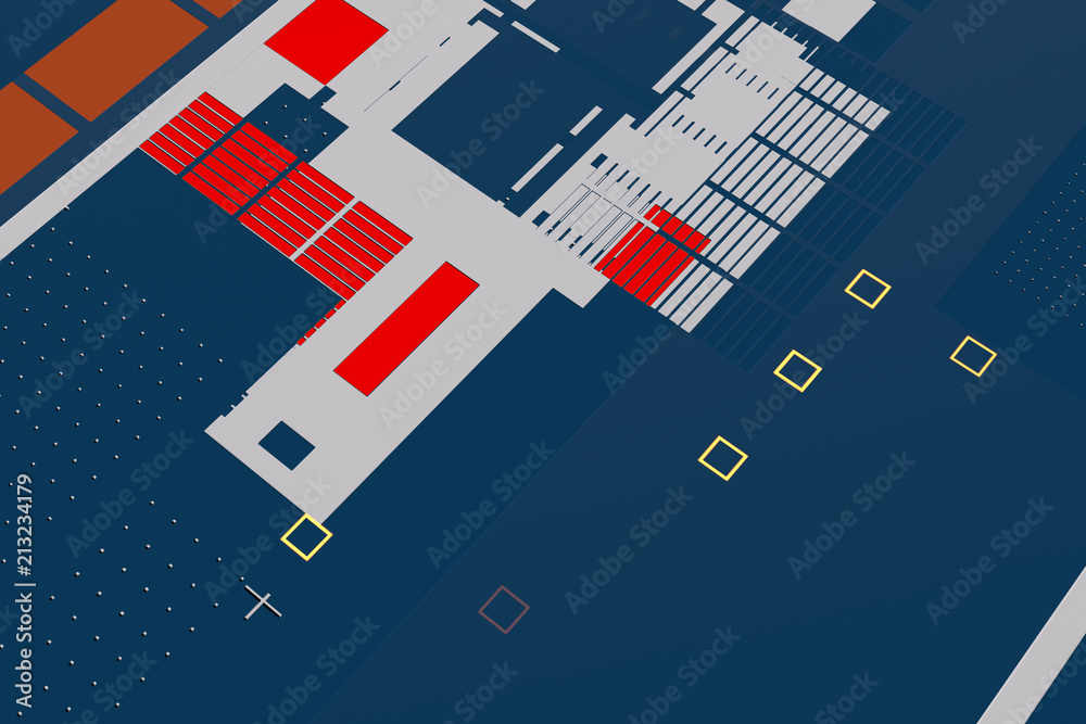 Poster flat background with simple geometric shapes. technology theme..