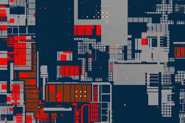 Flat background with simple geometric shapes. Technology theme..