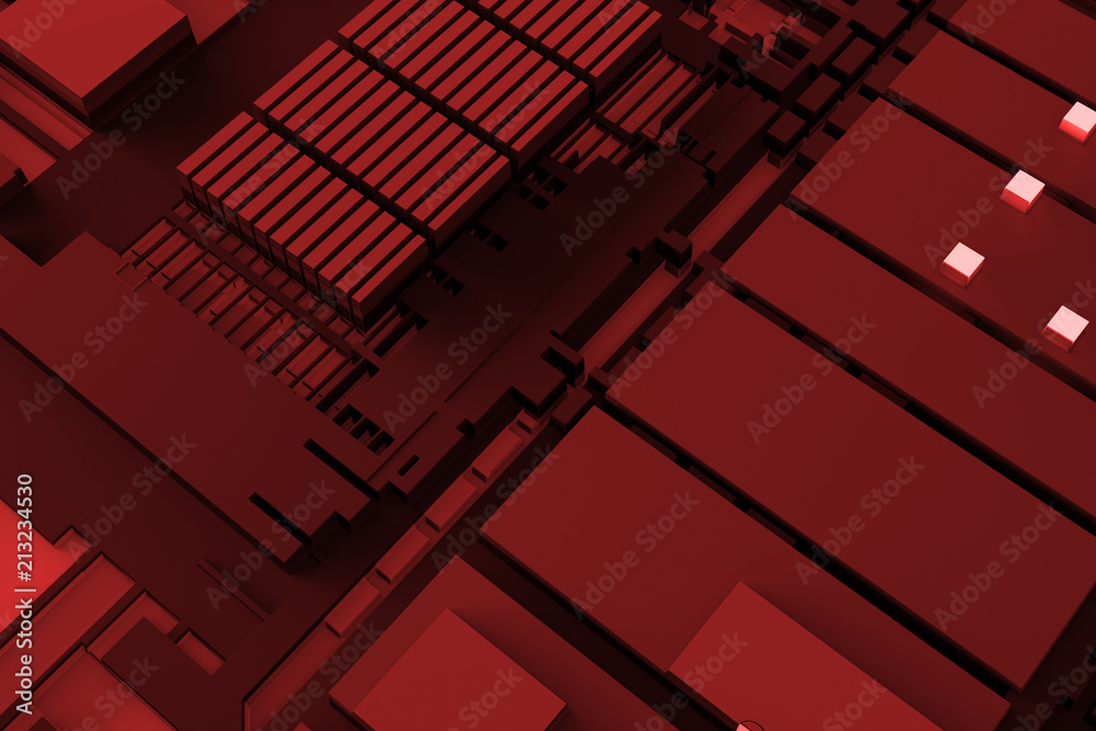 Poster 3d render abstract background. technology surface with a lot of details. simple geometry shapes extr