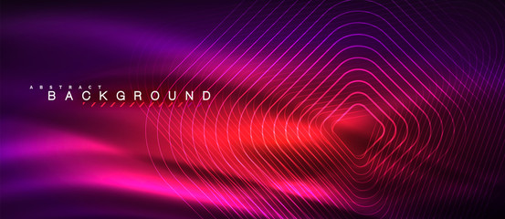 Neon glowing lines, magic energy space light concept, abstract background wallpaper design