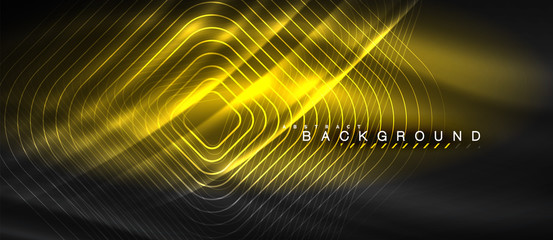 Neon glowing lines, magic energy space light concept, abstract background wallpaper design