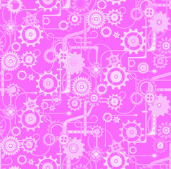 Mechanical seamless vector background pattern . Violet, pink, white colors
