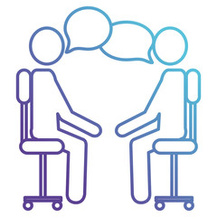 person silhouettes in office chairs with speech bubbles