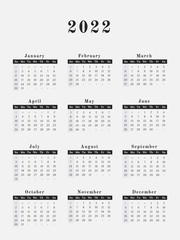 2022 Year Calendar vertical design
