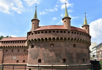 Barbacan fortress in town Cracow in Poland
