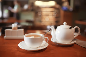 tea service in the cafe, a cup of tea