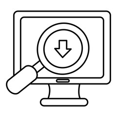 computer with magnifying glass