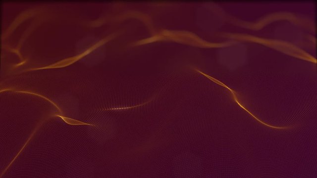 Looped virtual space. Background with particles form lines, surfaces, grid. V6