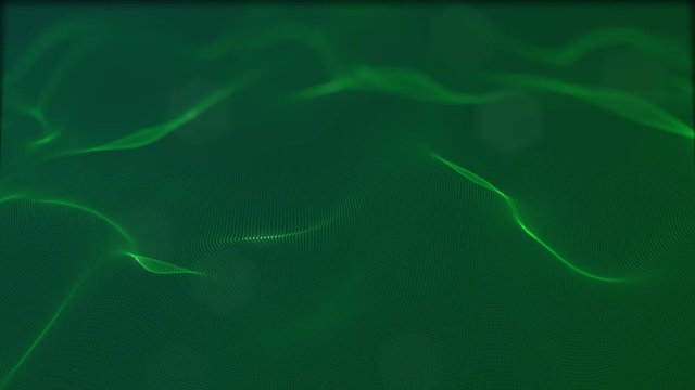 Looped virtual space. Background with particles form lines, surfaces, grid. V15