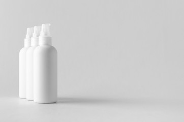 White plastic cosmetic foam pump bottle mock-up.