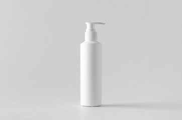 White cosmetic shampoo dispenser bottle mock-up.