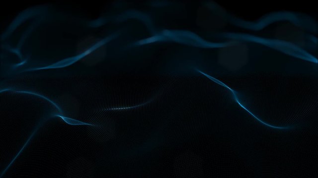 Looped virtual space. Background with particles form lines, surfaces, grid. V22